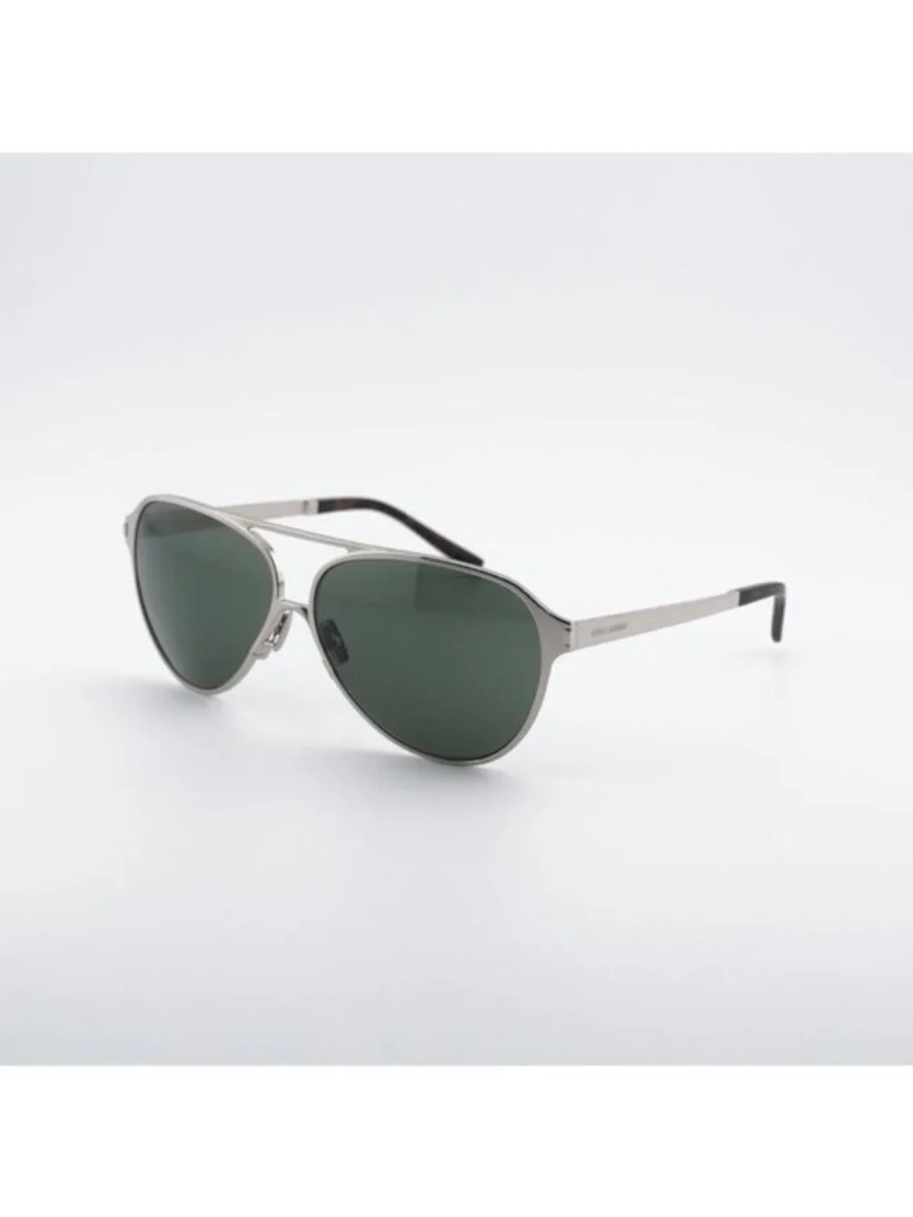 Saint Laurent SL734 002 Sunglasses Silver Aviator Frame, Grey Lenses